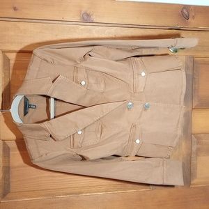 WHBM Pret Blazerette Brown Tan Size Small 97% cotton 3% Spandex